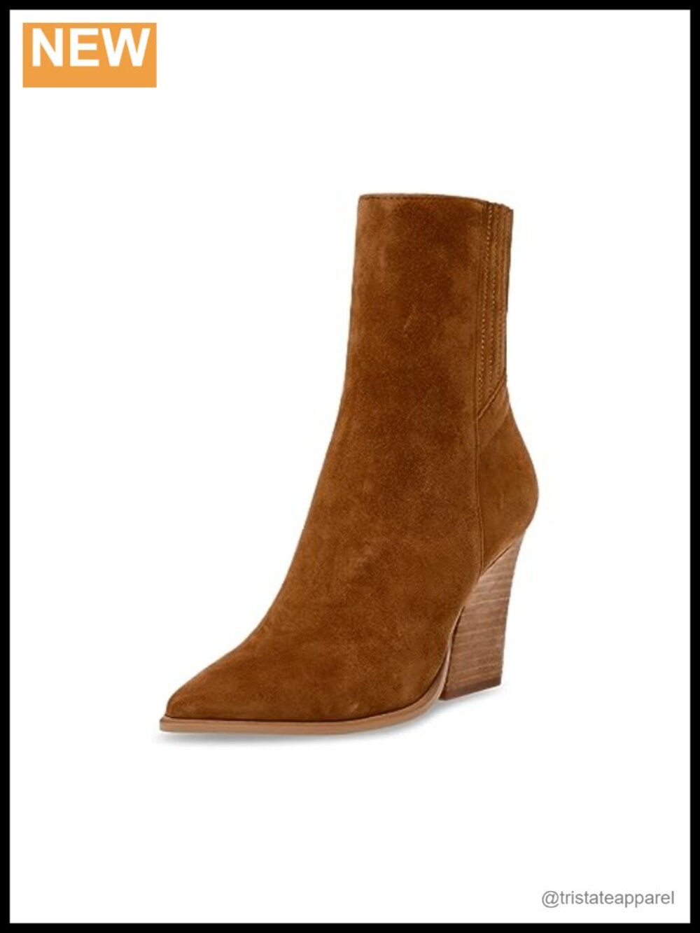 Steve Madden Rickki Ankle Boots Pointed Toe Cuban Heel Leather Zip